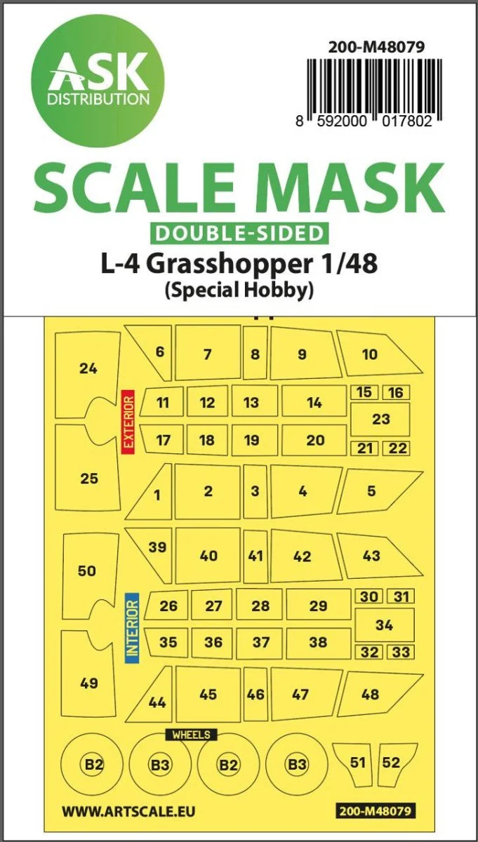 Art Scale 1/48 Art Scale L-4 Grasshopper double-sided self-adhesive mask for Special Hobby