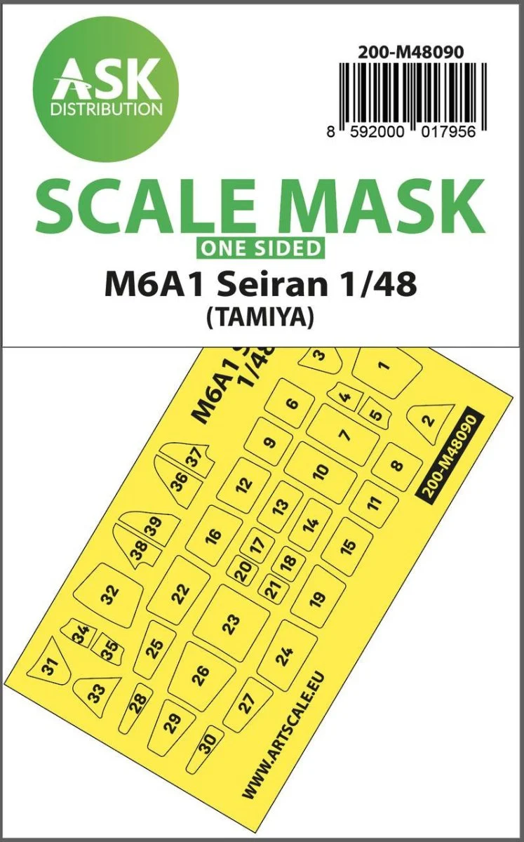 Art Scale 1/48 Art Scale M6A1 Seiran one-sided mask self-adhesive pre-cutted for Tamiya