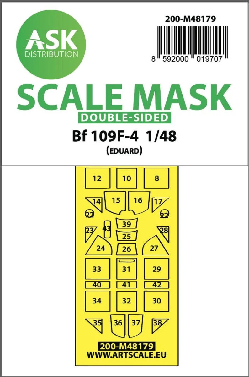 Art Scale 1/48 Art Scale Messerschmitt Bf 109F double-sided express mask, self-adhesive and pre-cutted for Eduard