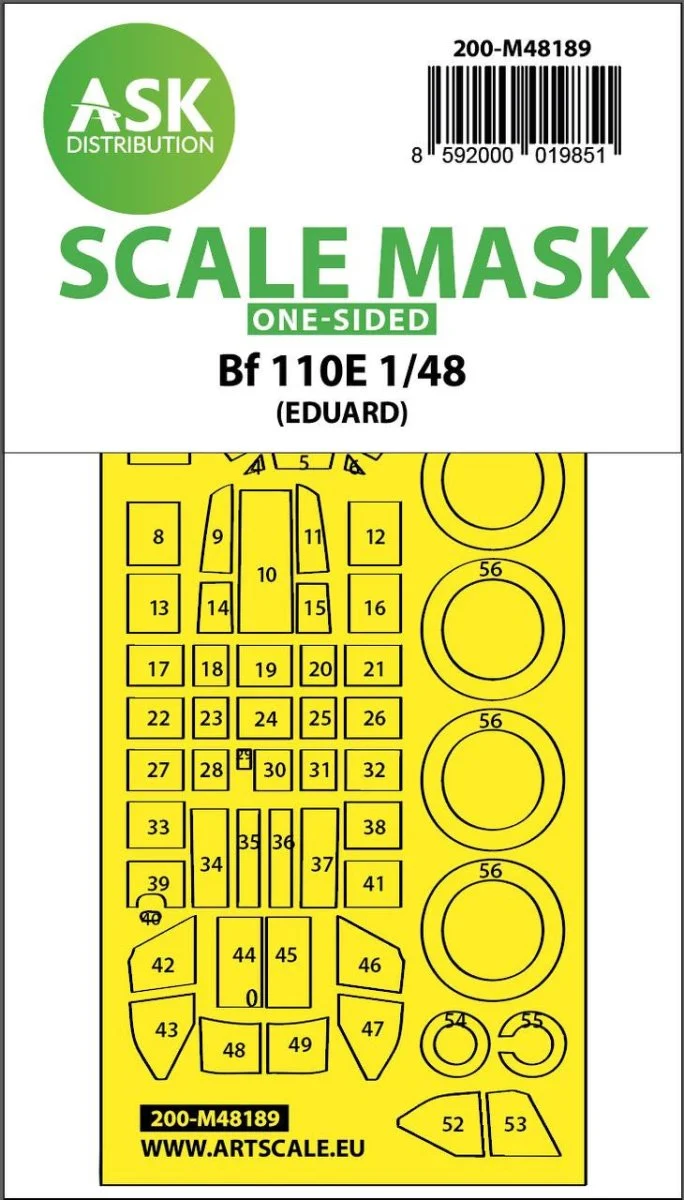 Art Scale 1/48 Art Scale Messerschmitt Bf 110E one-sided express fit mask for Eduard