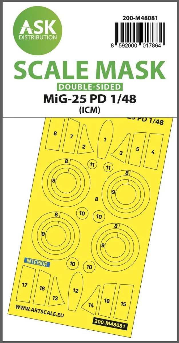 Art Scale 1/48 Art Scale MiG-25 PD double-sided mask self-adhesive pre-cutted for ICM