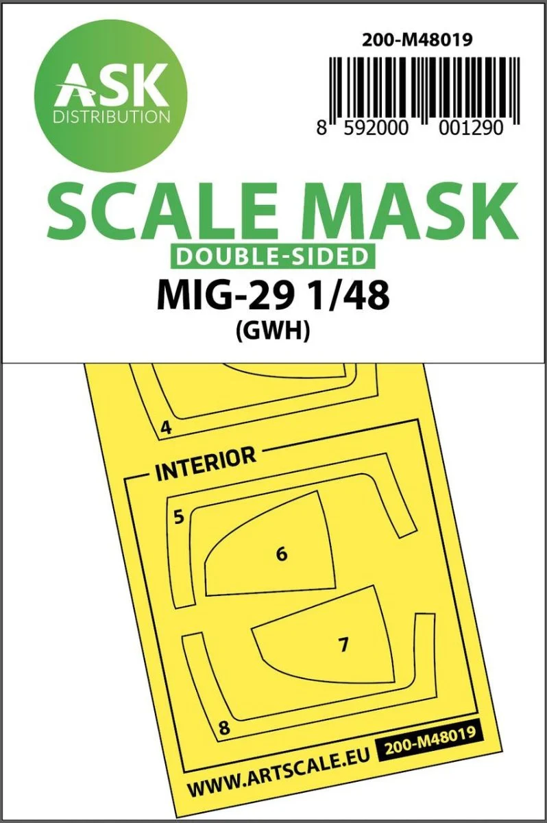 Art Scale 1/48 Art Scale MiG-29 double-sided painting mask for Great Wall Hobby