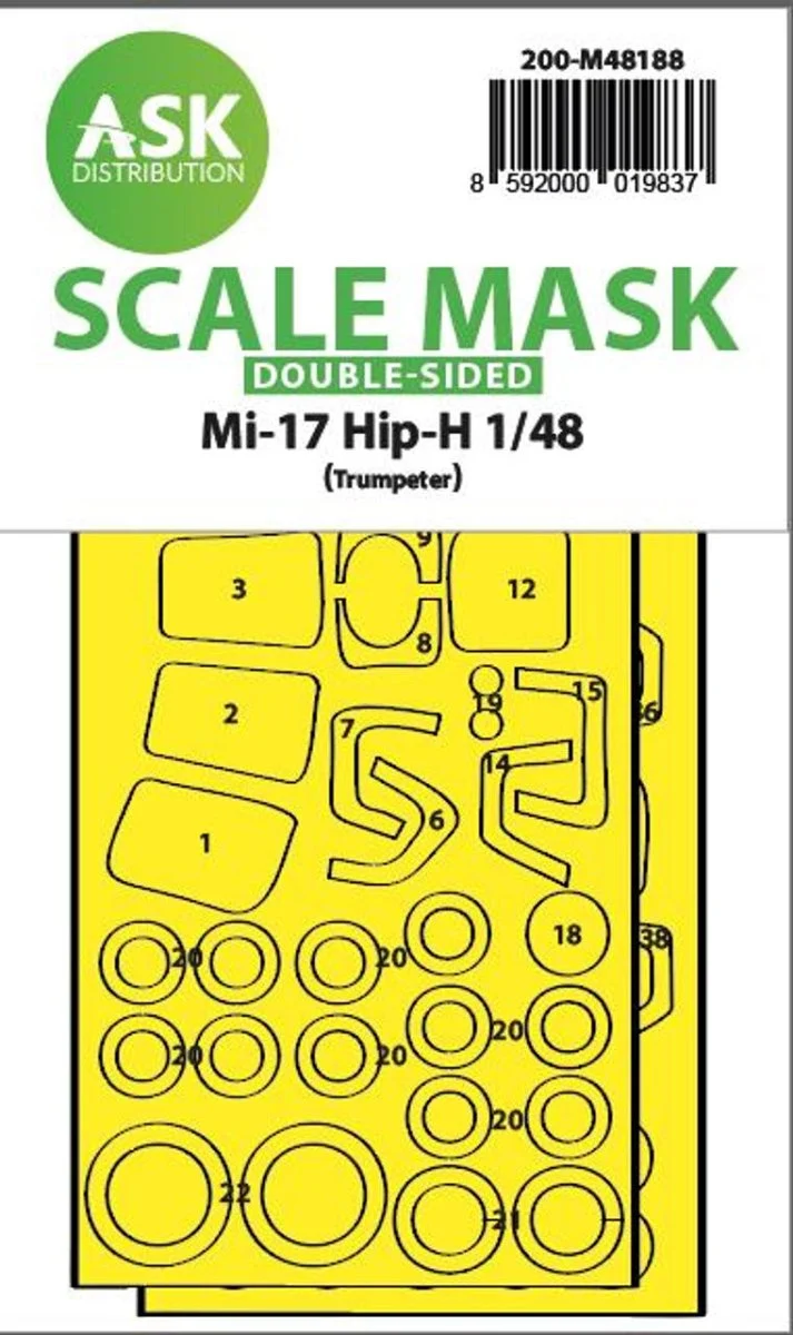 Art Scale 1/48 Art Scale Mil Mi-17 Hip-H double-sided express fit mask for Trumpeter
