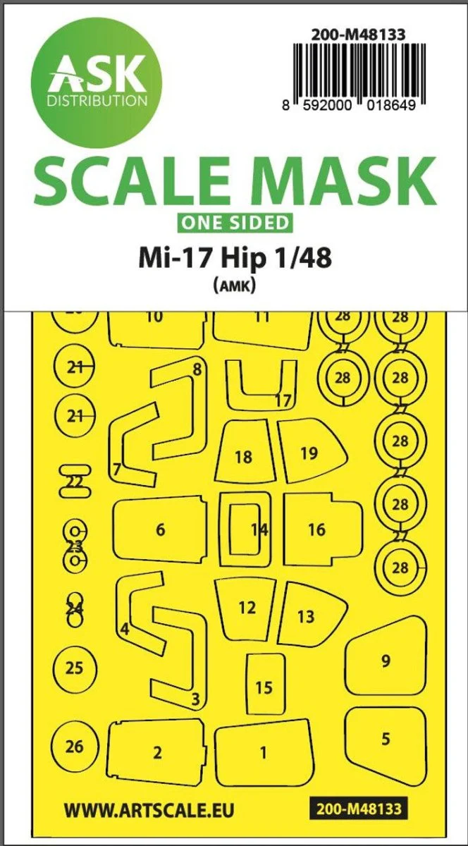 Art Scale 1/48 Art Scale Mil Mi-17Hip one-sided express mask for AMK