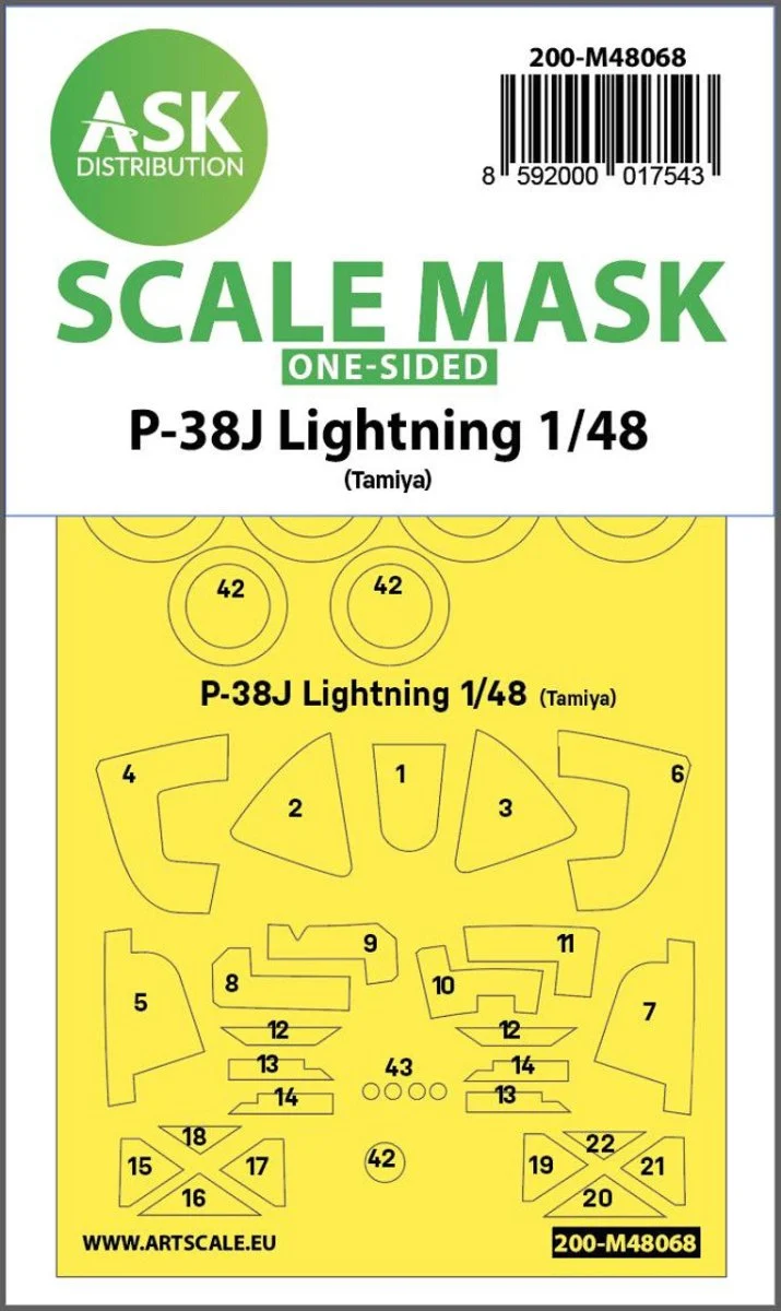 Art Scale 1/48 Art Scale P-38J Lightning one-sided mask for Tamiya