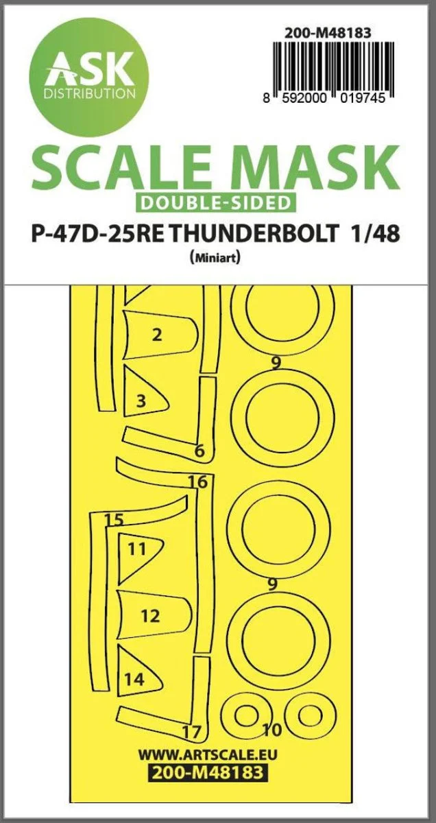 Art Scale 1/48 Art Scale P-47D-25RE Thunderbolt double-sided express fit mask for MINIART