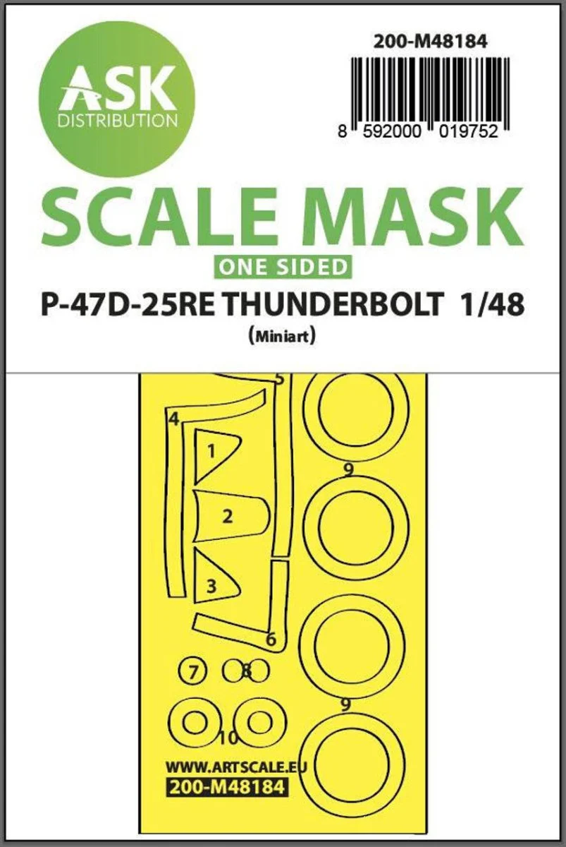 Art Scale 1/48 Art Scale P-47D-25RE Thunderbolt one-sided express fit mask for MINIART