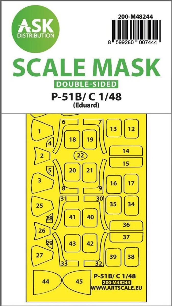 Art Scale 1/48 Art Scale P-51B/C Mustang double-sided express fit mask for Eduard