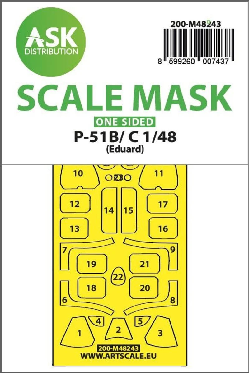 Art Scale 1/48 Art Scale P-51B/C Mustang one-sided express fit mask for Eduard