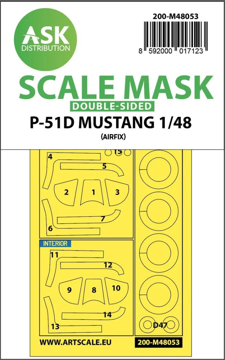Art Scale 1/48 Art Scale P-51D Mustang double-sided mask for Airfix