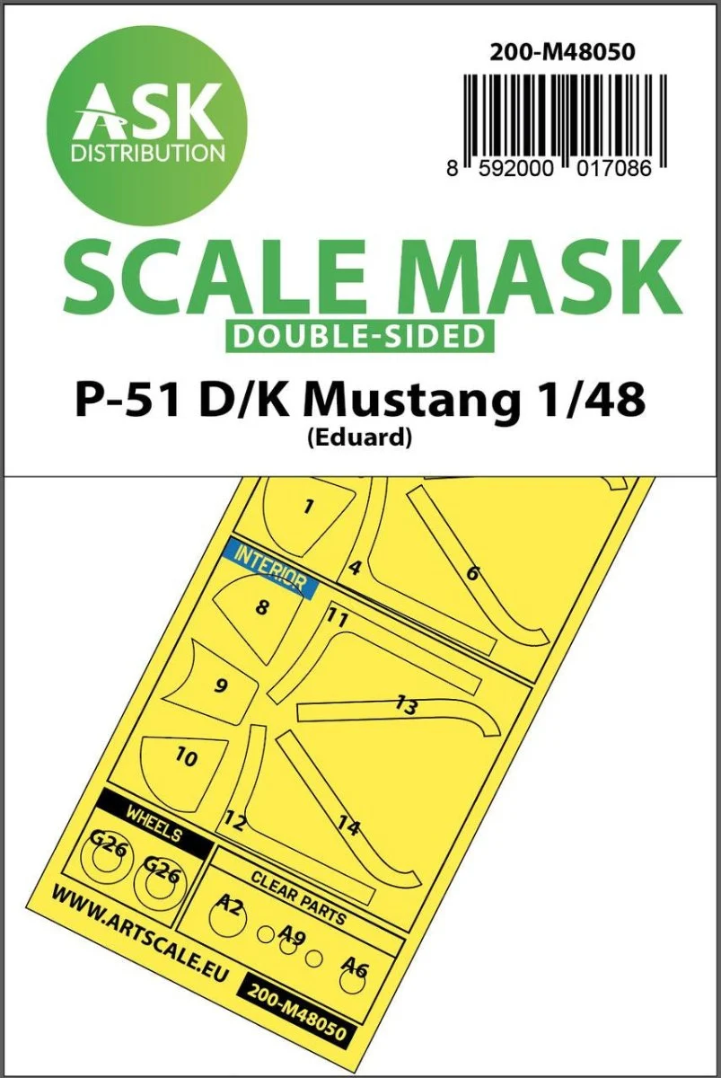 Art Scale 1/48 Art Scale P-51D/K Mustang double-sided mask for Eduard