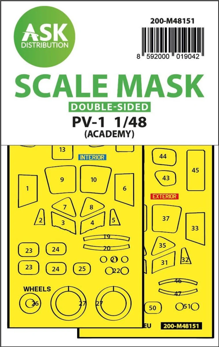Art Scale 1/48 Art Scale PV-1 Ventura double-sided express fit mask for Academy