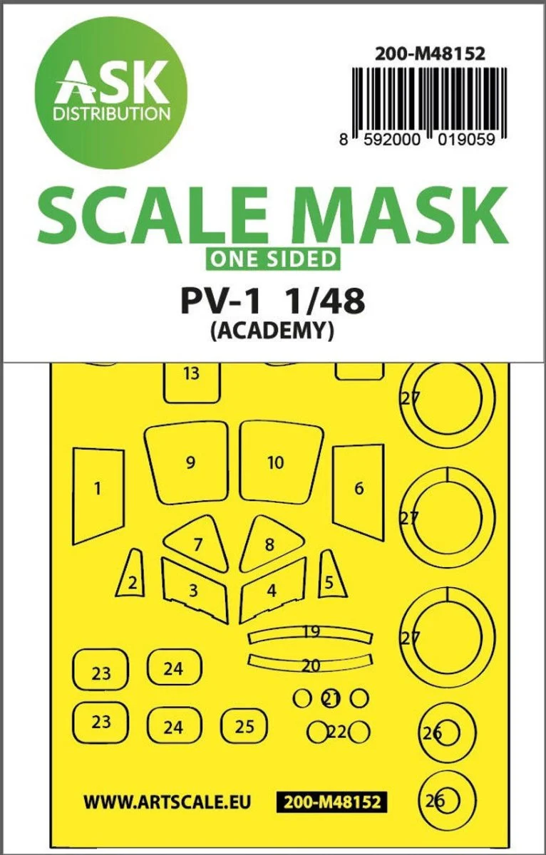 Art Scale 1/48 Art Scale PV-1 Ventura one-sided express fit mask for Academy
