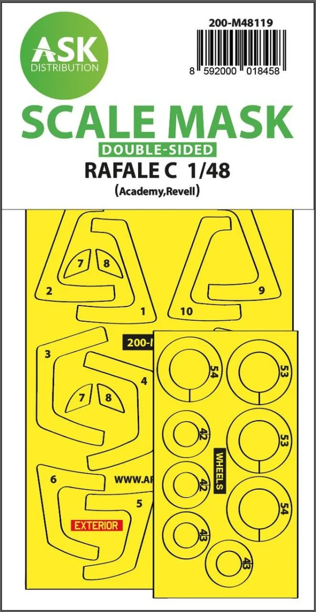 Art Scale 1/48 Art Scale Rafale C double-sided express mask, self-adhesive and pre-cutted for Academy