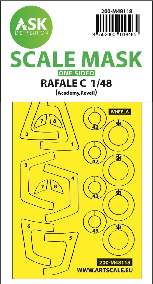 Art Scale 1/48 Art Scale Rafale C one-sided express mask, self-adhesive and pre-cutted for Academy