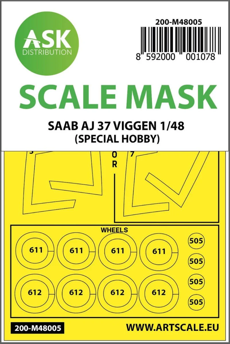 Art Scale 1/48 Art Scale SAAB AJ 37 Viggen double-sided painting mask for Special Hobby