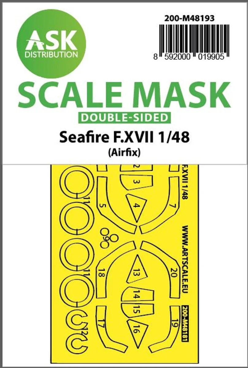 Art Scale 1/48 Art Scale Seafire F.XVII double-sided fit and self adhesive express mask for Airfix