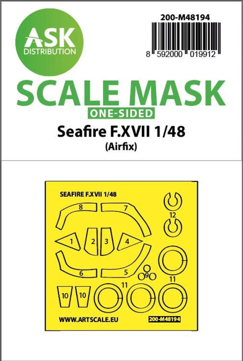 Art Scale 1/48 Art Scale Seafire F.XVII one-sided fit and self adhesive express mask for Airfix