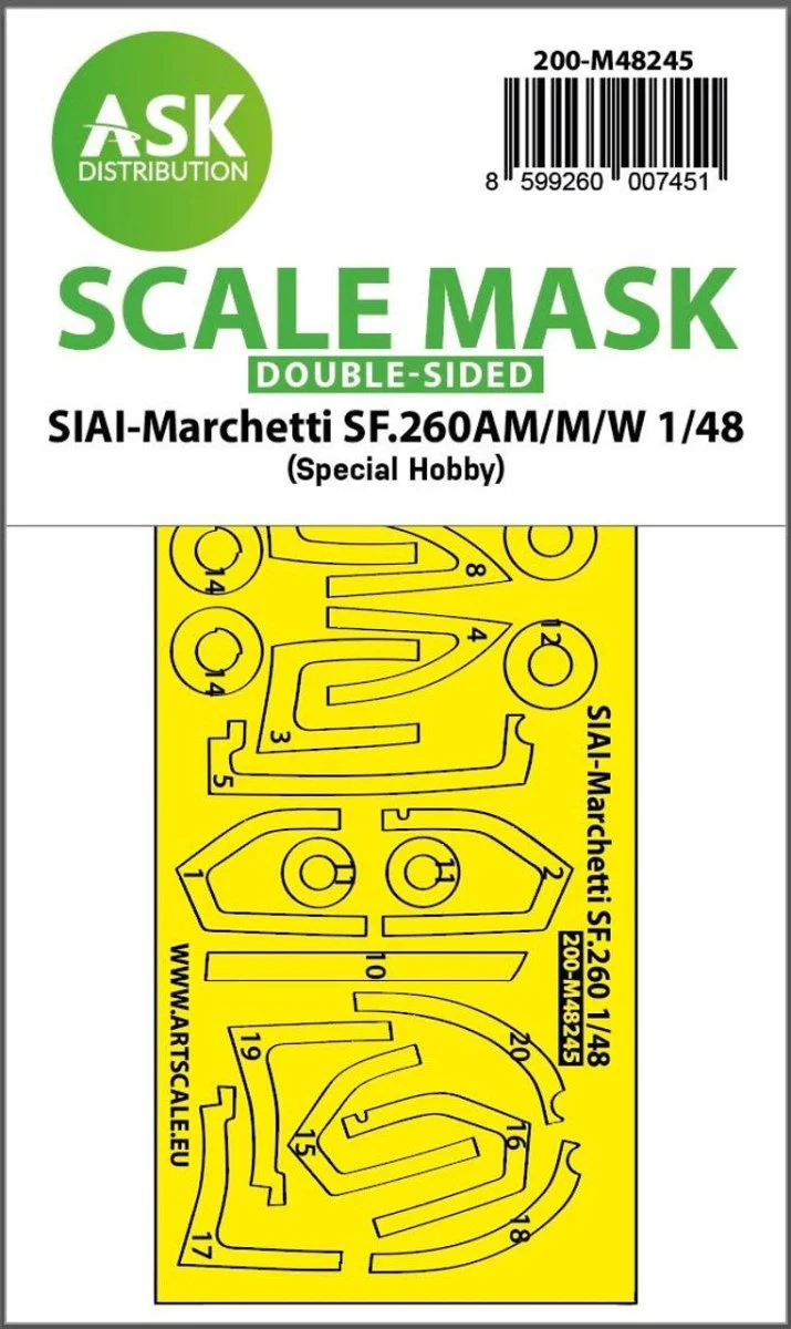 Art Scale 1/48 Art Scale SIAI-Marchetti SF.260AM/M/W double-sided express fit mask for Special Hobby