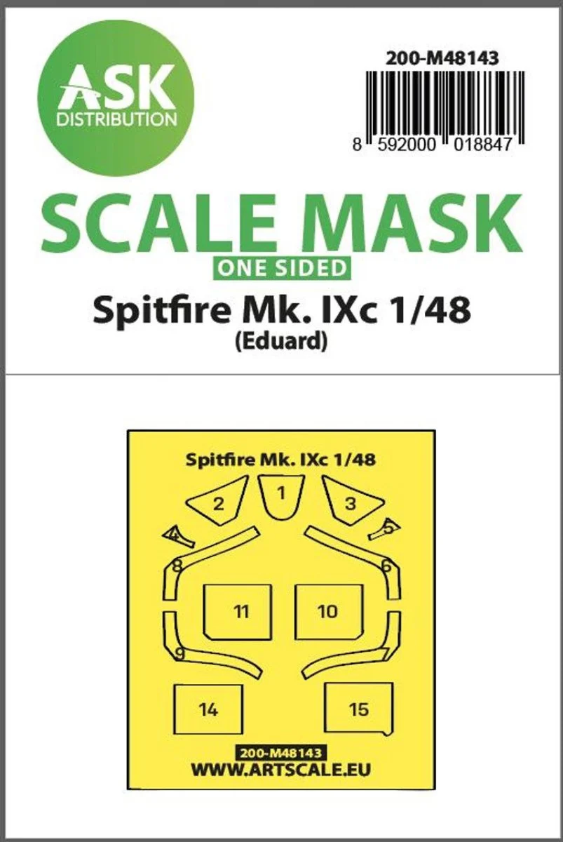 Art Scale 1/48 Art Scale Spitfire Mk.IXc one-sided express fit mask for Eduard