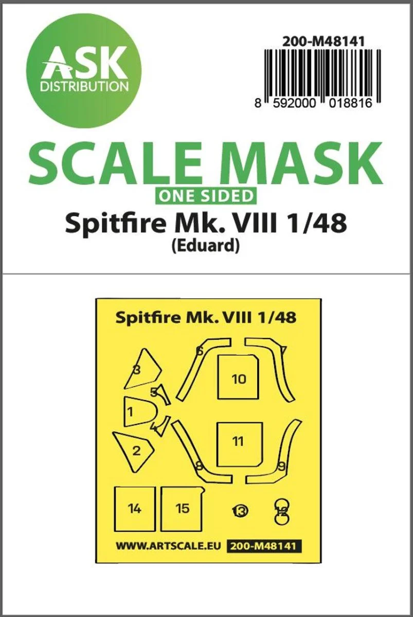 Art Scale 1/48 Art Scale Spitfire Mk.VIII one-sided express fit mask for Eduard