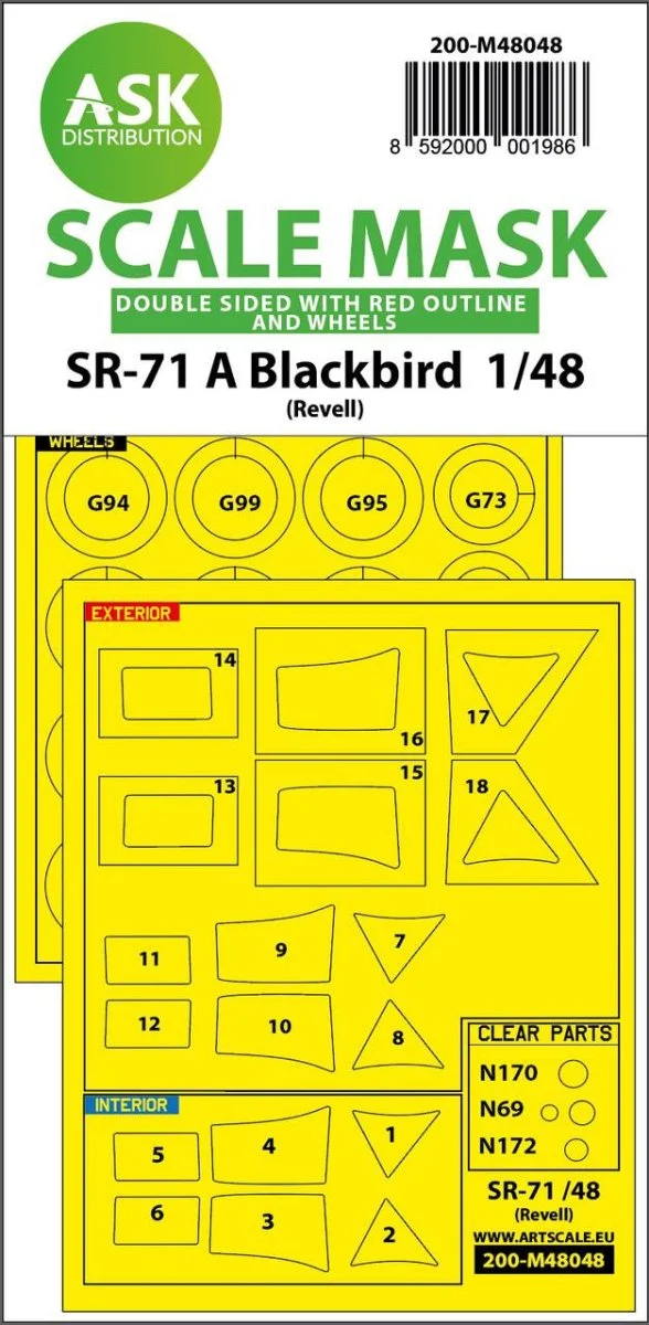 Art Scale 1/48 Art Scale SR-71 A Blackbird double-sided incl red lines mask for Revell