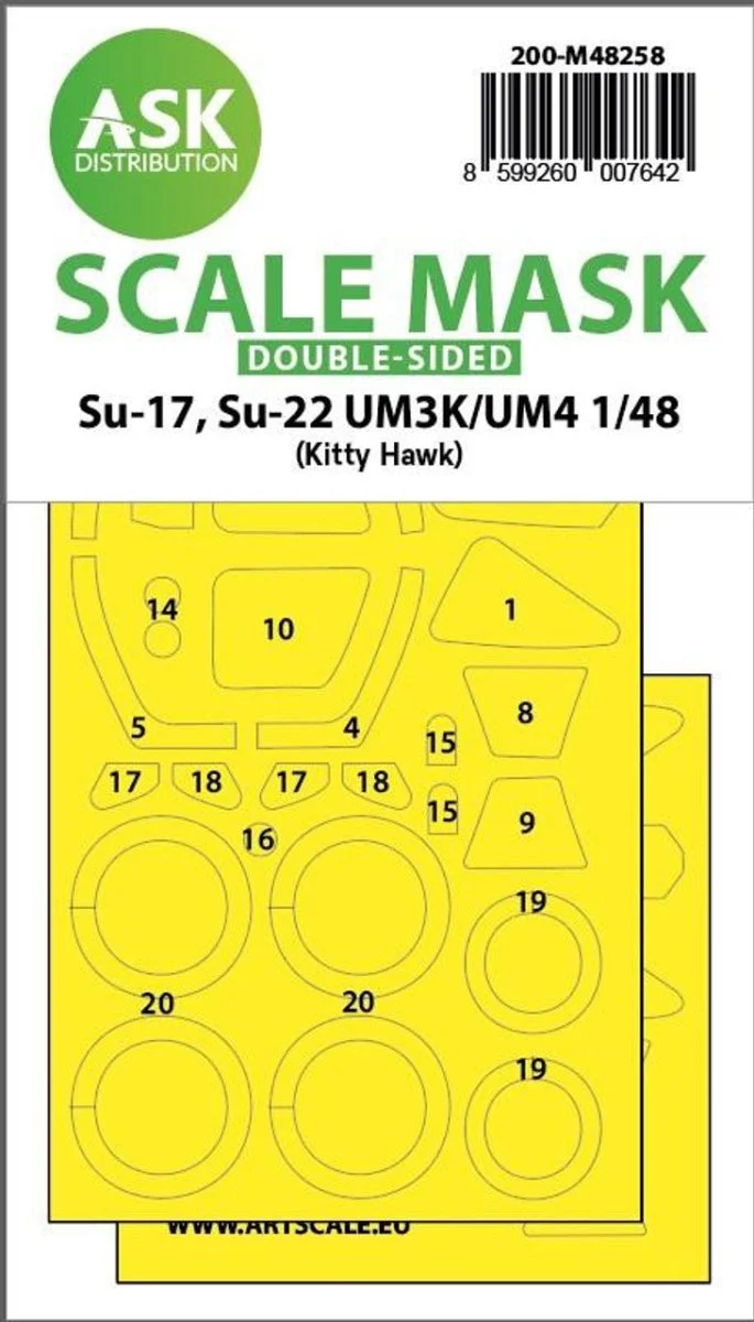Art Scale 1/48 Art Scale Su-17, Su-22 UM3K/UM4 double-sided express fit mask for Kitty Hawk