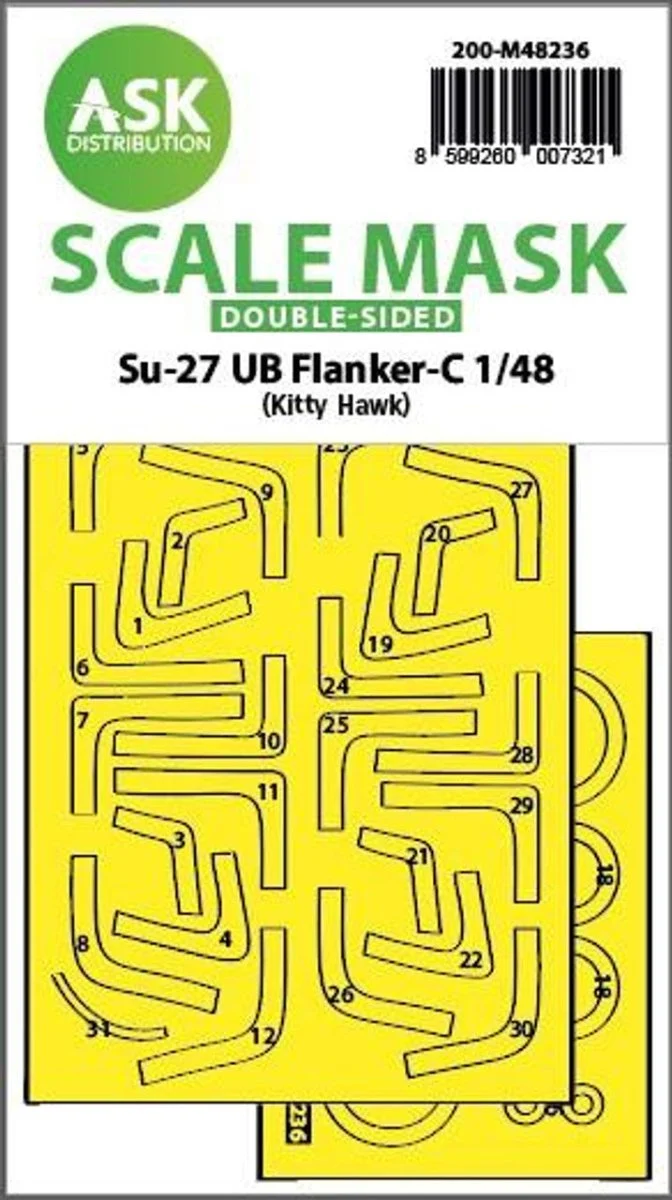 Art Scale 1/48 Art Scale Su-27UB Flanker-C double-sided express fit mask for Kitty Hawk