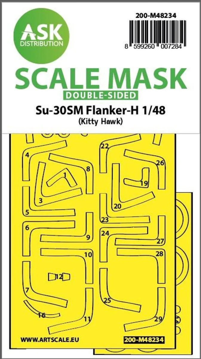 Art Scale 1/48 Art Scale Su-30SM Flanker-H double-sided express fit mask for Kitty Hawk