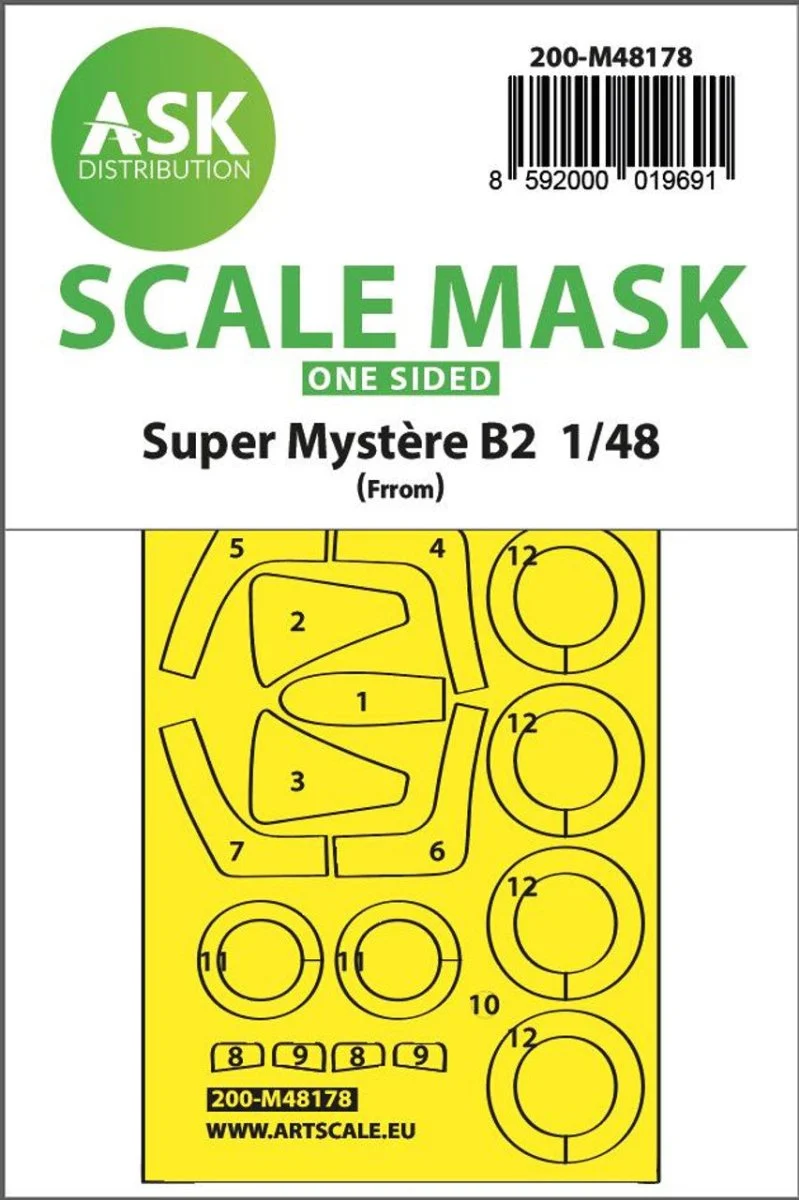 Art Scale 1/48 Art Scale Super Mystere B2 one-sided express fit mask for FRROM - Special Hobby