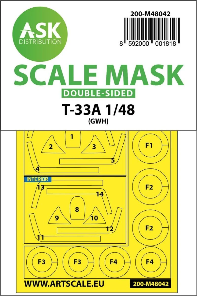 Art Scale 1/48 Art Scale T-33A double-sided painting mask for Great Wall Hobby