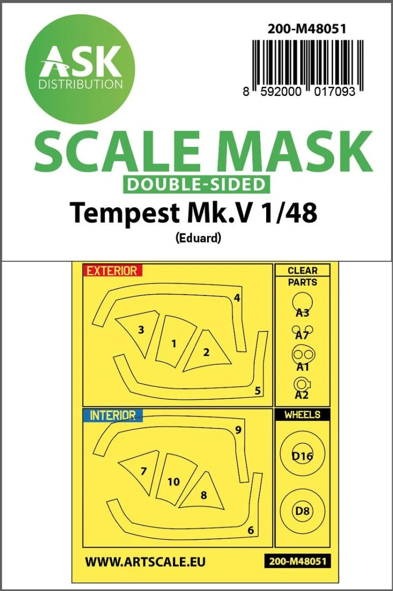 Art Scale 1/48 Art Scale Tempest Mk.V double-sided express mask for Eduard