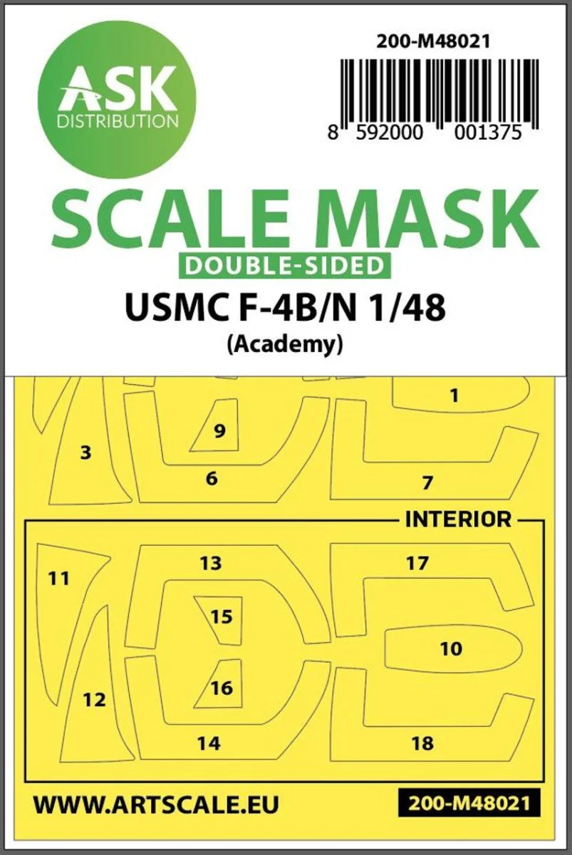 Art Scale 1/48 Art Scale USMC F-4B/N double-sided painting mask for Academy