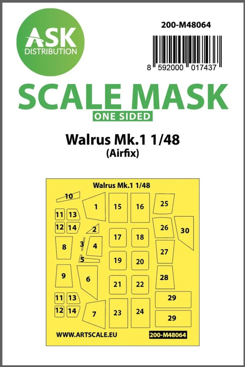 Art Scale 1/48 Art Scale Walrus Mk.1 one-sided mask for Airfix