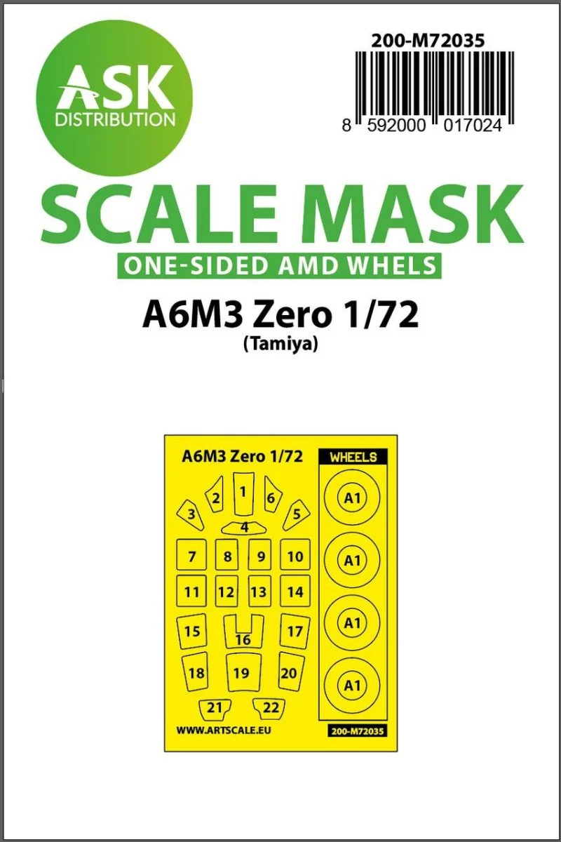 Art Scale 1/72 Art Scale A6M3 Zero one-sided painting mask for Tamiya