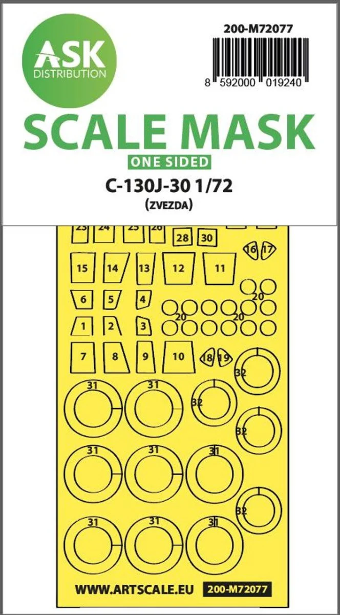Art Scale 1/72 Art Scale C-130J-30 one-sided express fit mask for Zvezda