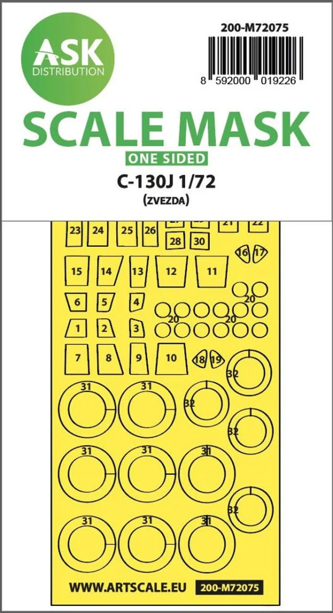 Art Scale 1/72 Art Scale C-130J one-sided express fit mask for Zvezda