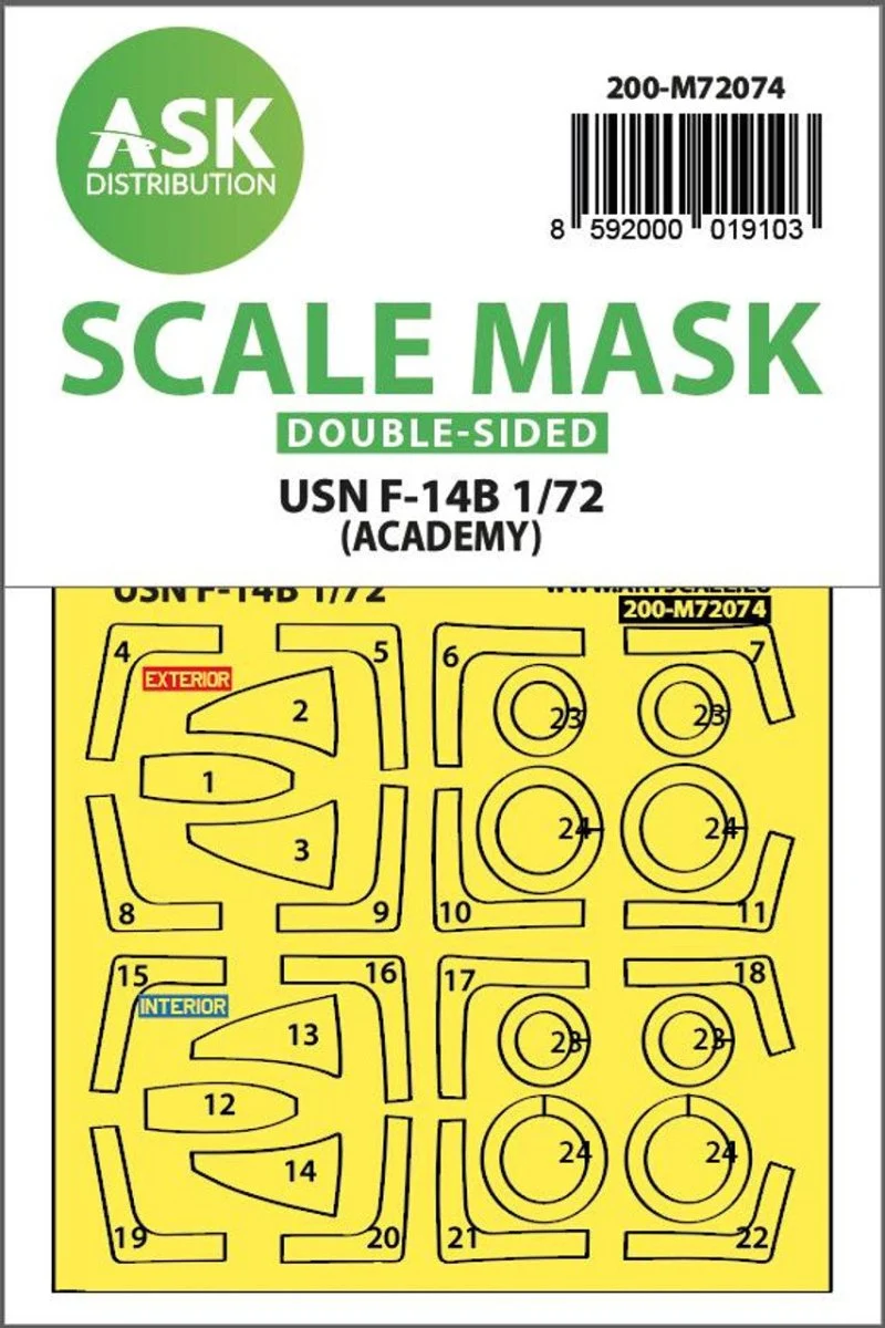Art Scale 1/72 Art Scale F-14B double-sided express fit mask for Academy