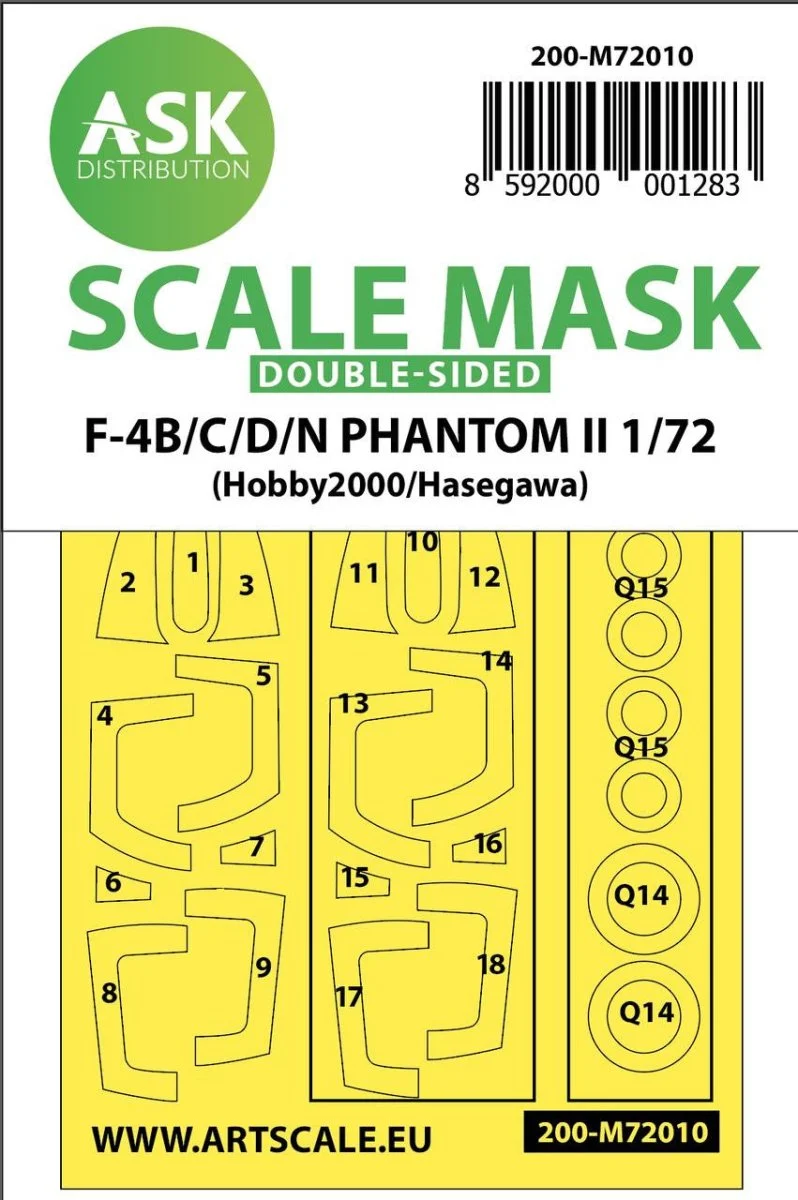 Art Scale 1/72 Art Scale F-4B/C/D/N Phantom II double-sided painting mask for Hasegawa / Hobby2000