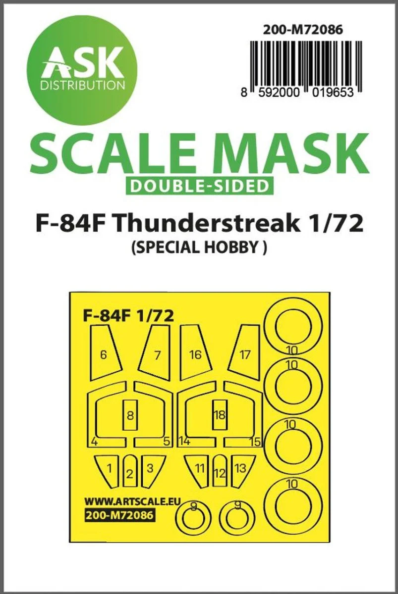 Art Scale 1/72 Art Scale F-84F Thunderstreak double-sided express fit mask for Special Hobby