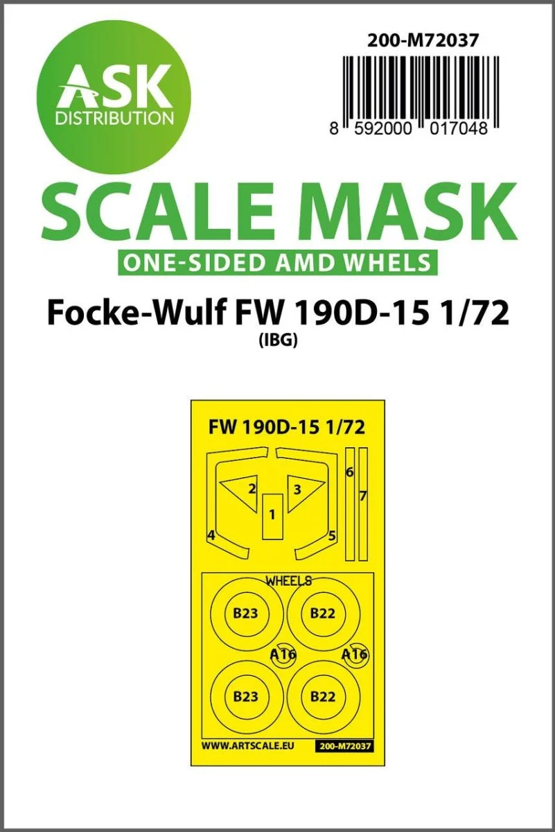 Art Scale 1/72 Art Scale Focke-Wulf Fw 190D-15 one-sided painting mask for IBG