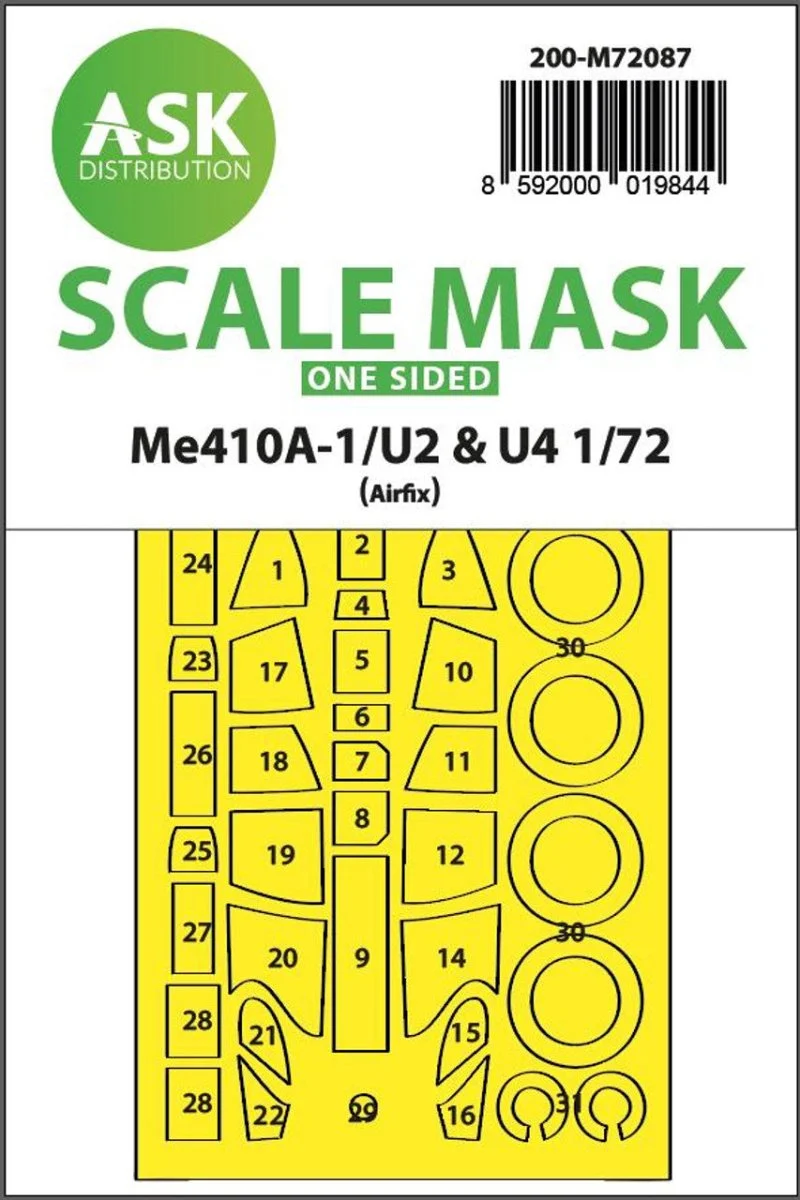 Art Scale 1/72 Art Scale Messerschmitt Me 410A-1/U2 & U4 one-sided express fit mask for Airfix