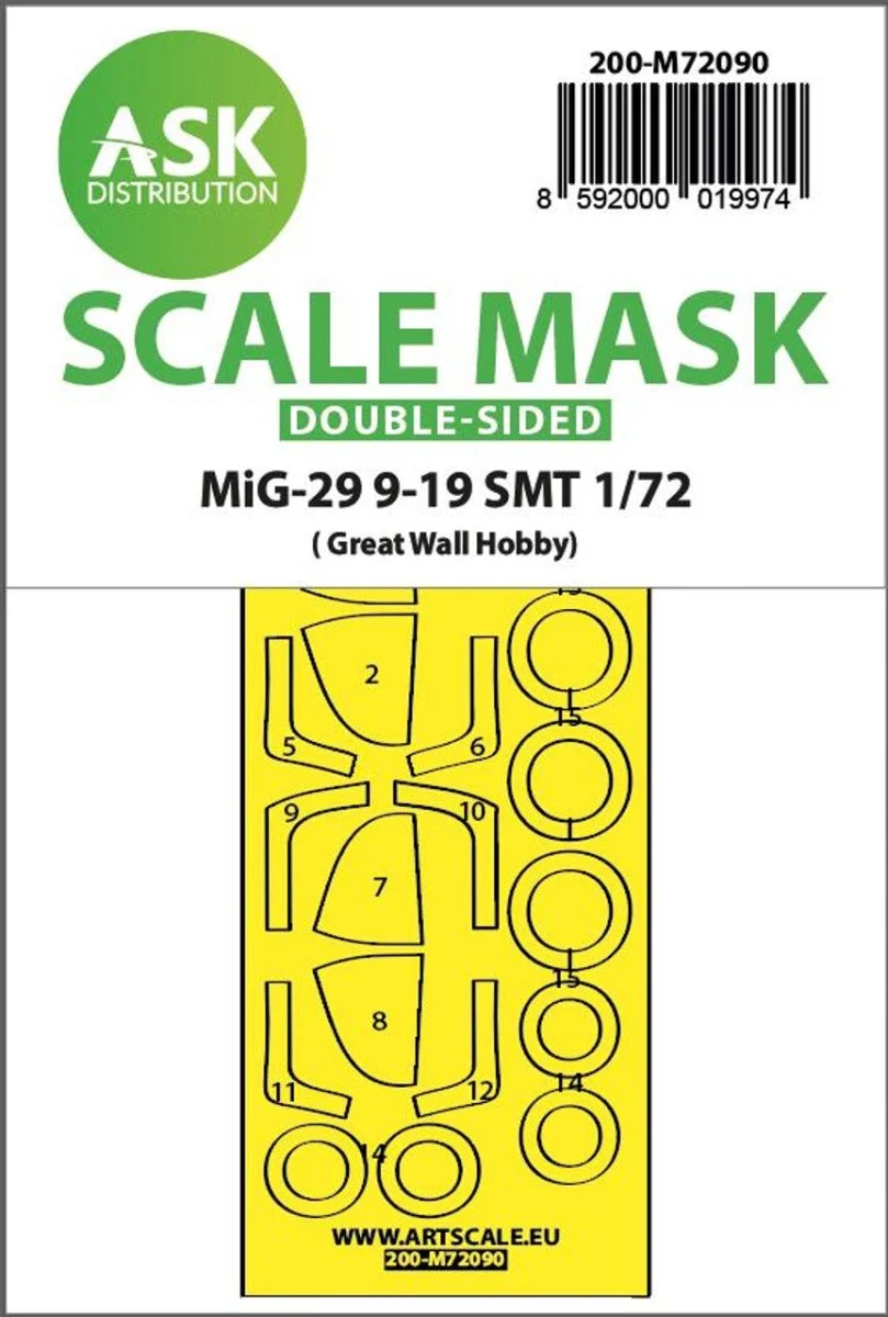 Art Scale 1/72 Art Scale MiG-29 9-19 SMT double-sided express fit mask for GWH