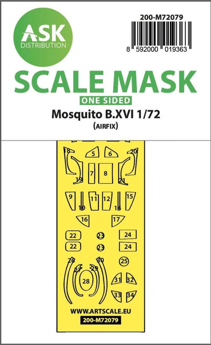 Art Scale 1/72 Art Scale Mosquito B.XVI one-sided express fit mask for Airfix