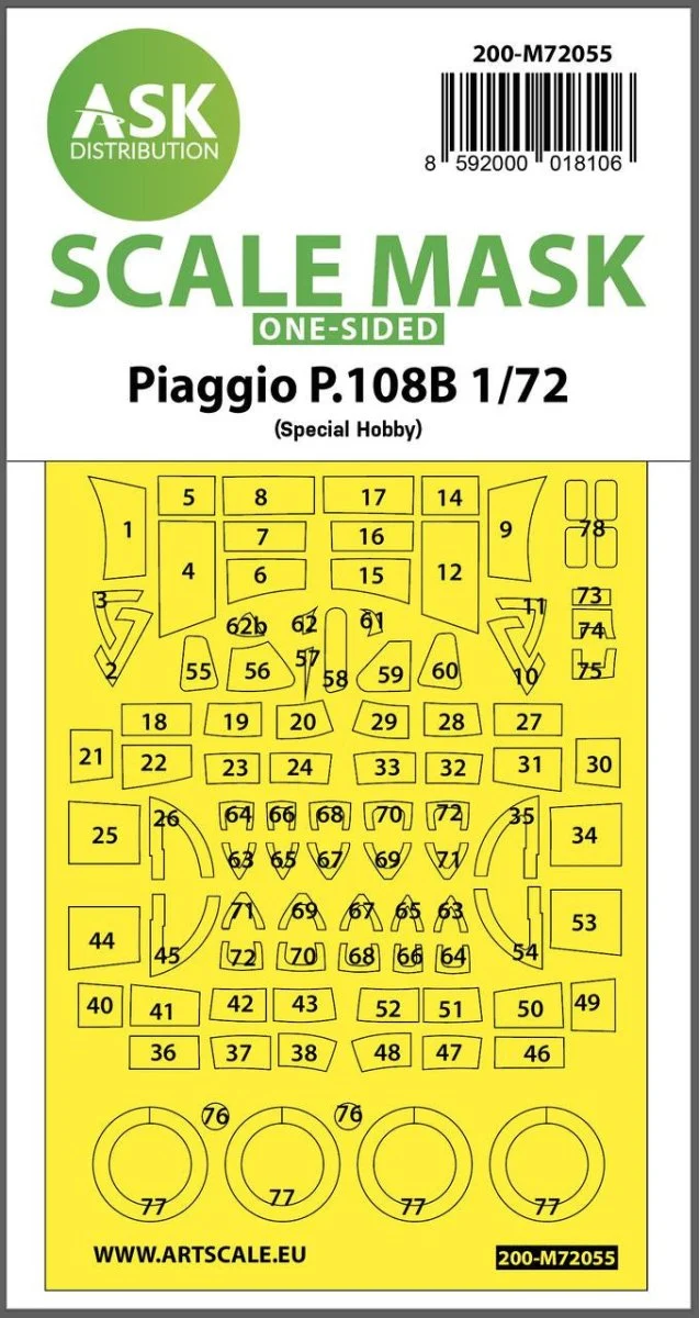Art Scale 1/72 Art Scale Piaggio P.108B one-sided painting express mask for Special Hobby