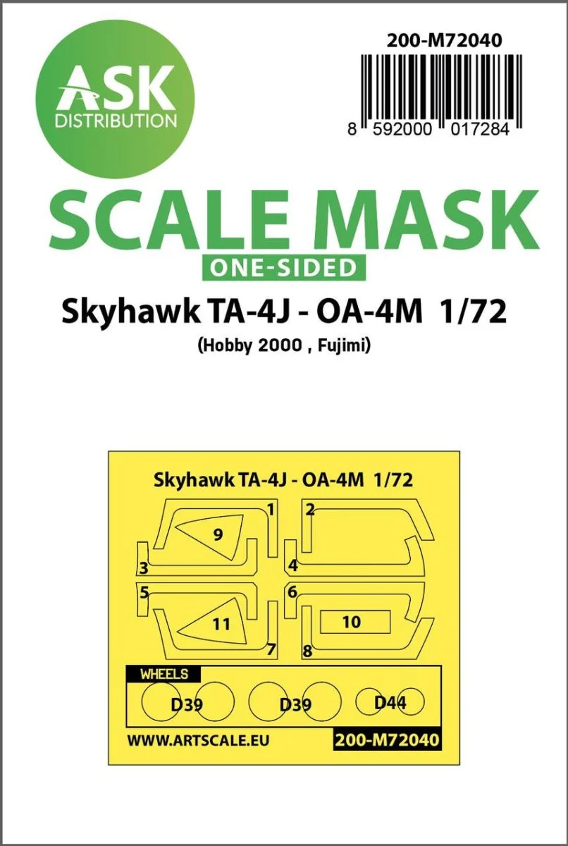 Art Scale 1/72 Art Scale Skyhawk TA-4J - OA-4M one-sided painting mask for Hobby2000/Fujimi