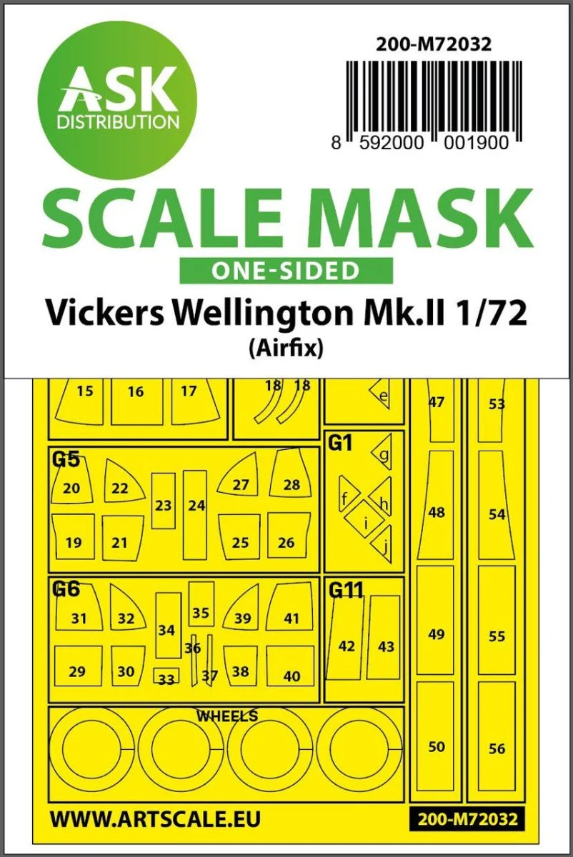 Art Scale 1/72 Art Scale Vickers Wellington Mk.II one-sided painting mask for Airfix