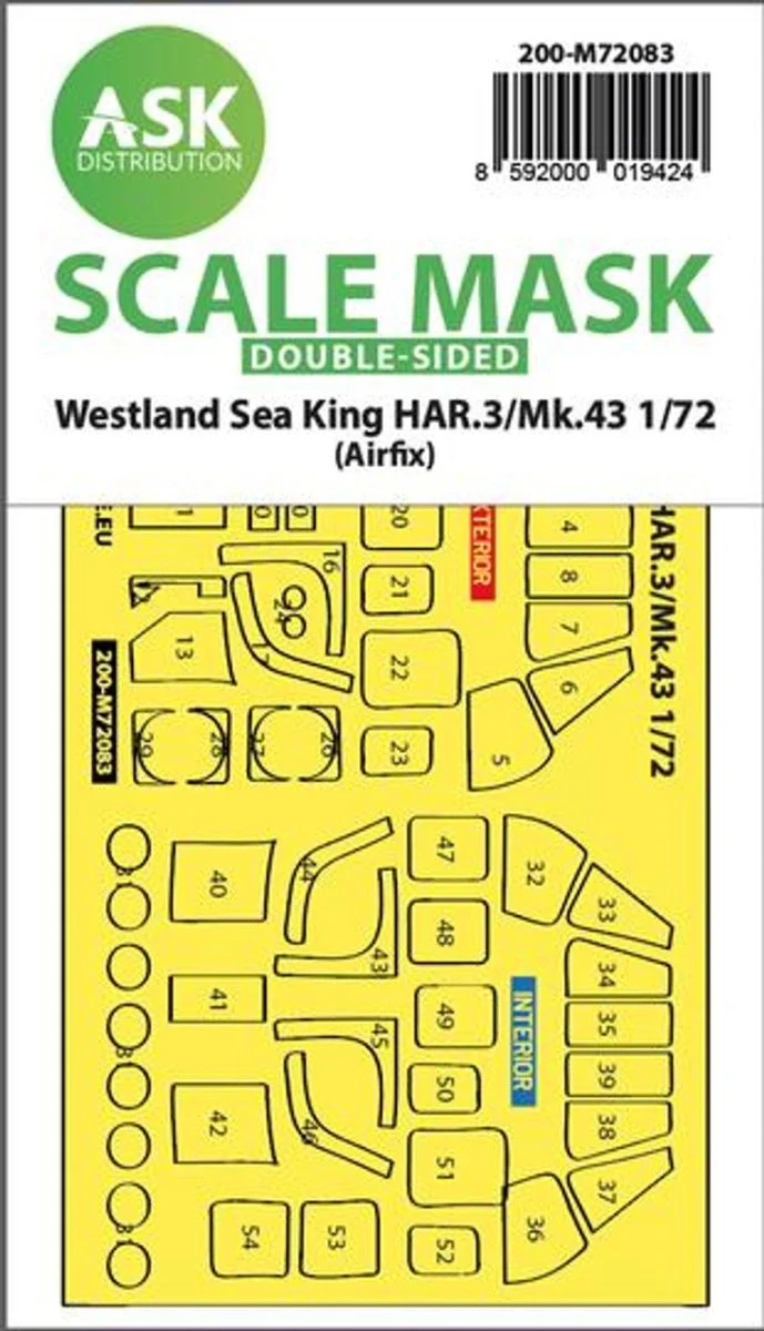 Art Scale 1/72 Art Scale Westland Sea King HAR.3 / Mk.43 double- sided express fit mask for Airfix