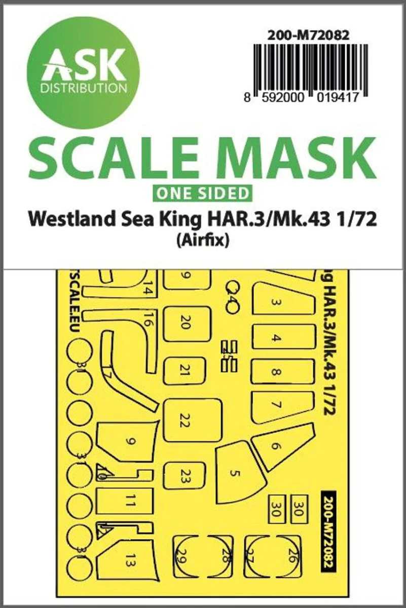 Art Scale 1/72 Art Scale Westland Sea King HAR.3 / Mk.43 one-sided express fit mask for Airfix