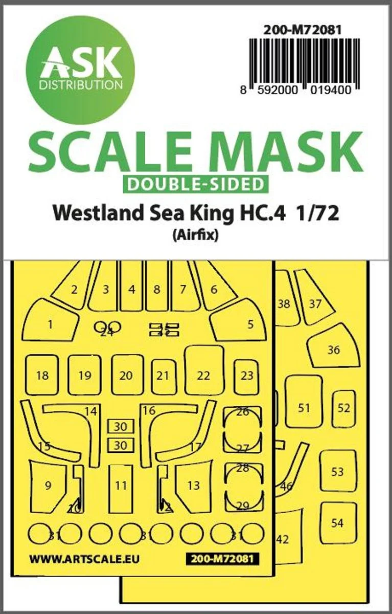 Art Scale 1/72 Art Scale Westland Sea King HC.4 double-sided express fit mask for Airfix